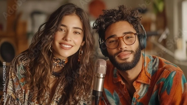 Obraz Happy couple in a creative studio setting.