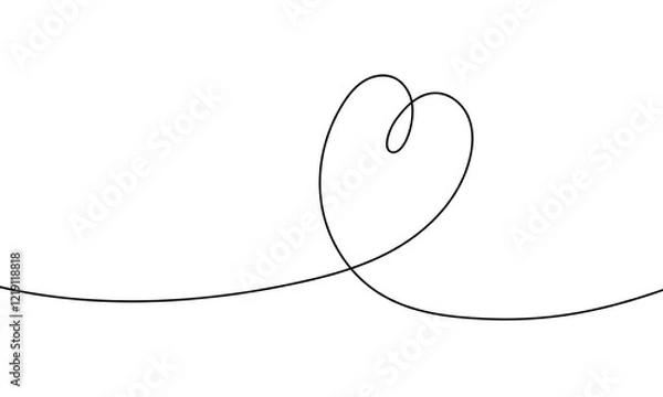 Fototapeta One heart in one continuous line drawing