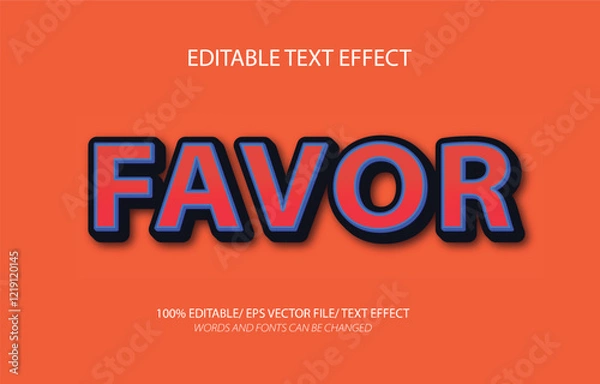 Fototapeta Favor editable text effect, 3D editable text template.	