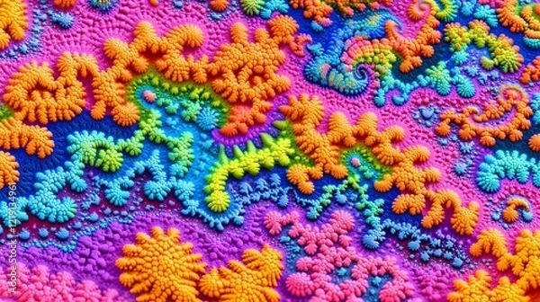 Fototapeta Vibrant Rainbow Fractal Art, Psychedelic Colorful Abstract Background