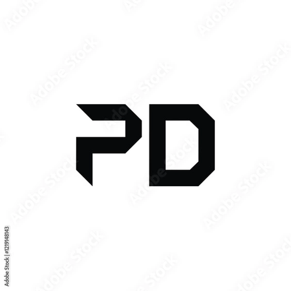Fototapeta PD monogram logo design letter text name symbol monochrome logotype alphabet character simple logo