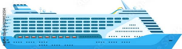 Fototapeta Modern cruise liner navigating calm waters, providing a luxurious vacation journey across the sea, with numerous cabins and amenities for passenger comfort and enjoyment