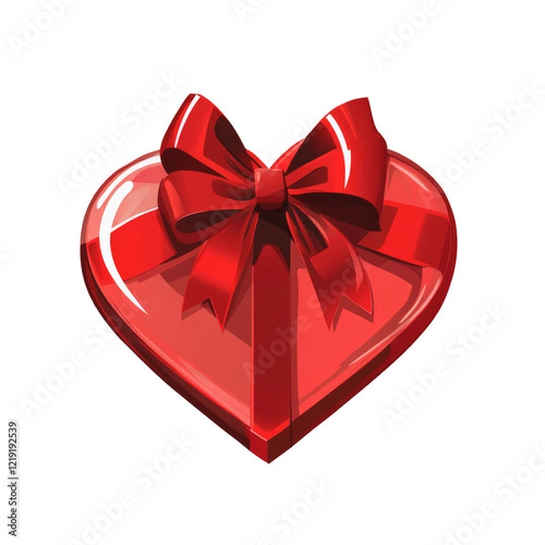 Fototapeta vector art minimal heart shaped gift box on a transparent background
