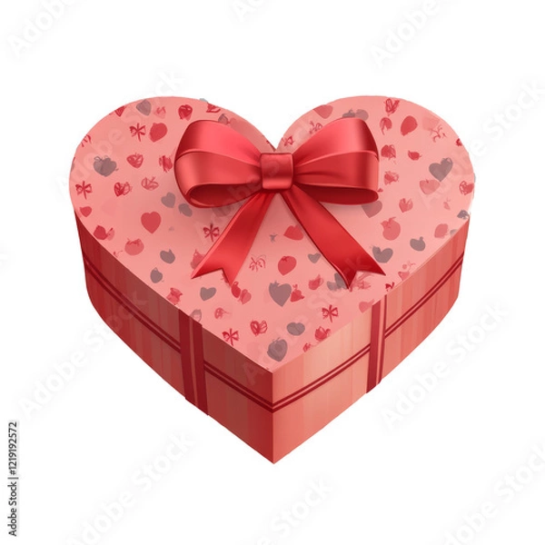 Fototapeta vector art minimal heart shaped gift box on a transparent background