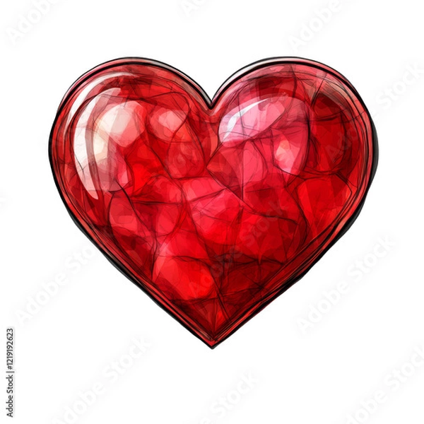 Fototapeta vector art minimal a shaped of heart on a transparent background