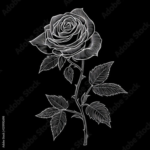 Obraz vector art minimal rose on a black background