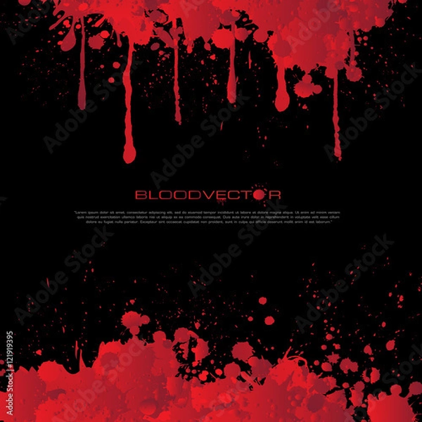 Fototapeta Abstract Blood splatter isolated on Black background, vector des