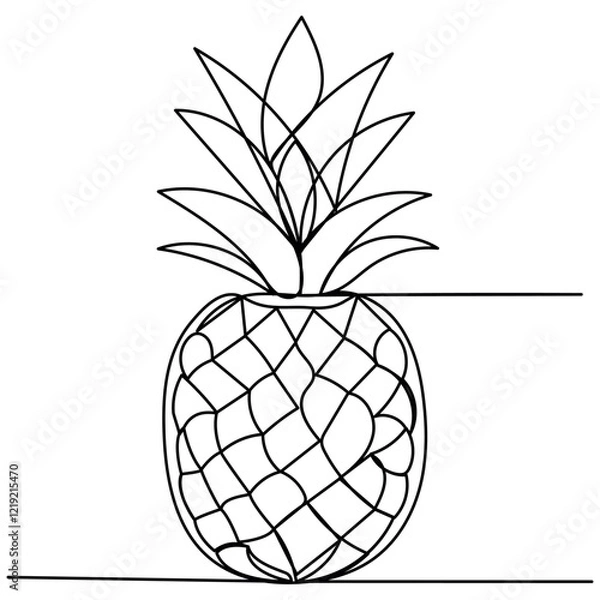 Fototapeta Pineapple icon continuous one line drawing outline vector illustration