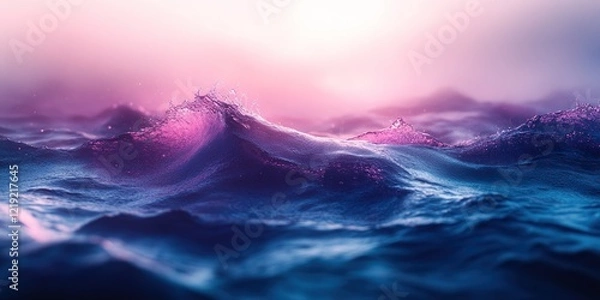 Fototapeta smooth gradient of rich violet, pastel pink, and soft mint, transitioning with fluid motions like the colors of a sunset over a calm ocean
