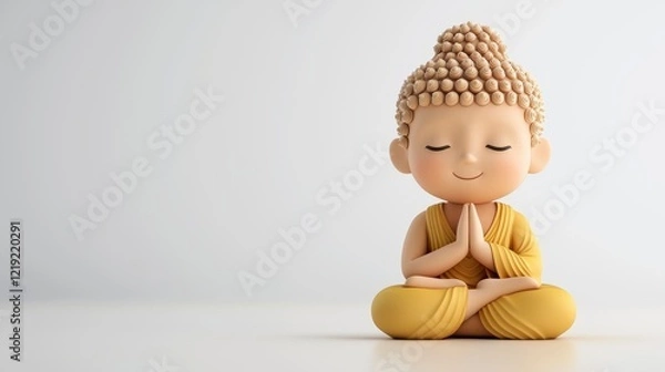 Fototapeta Tranquil representation of young Buddha in meditative pose showcasing inner peace and serenity in minimalist surroundings