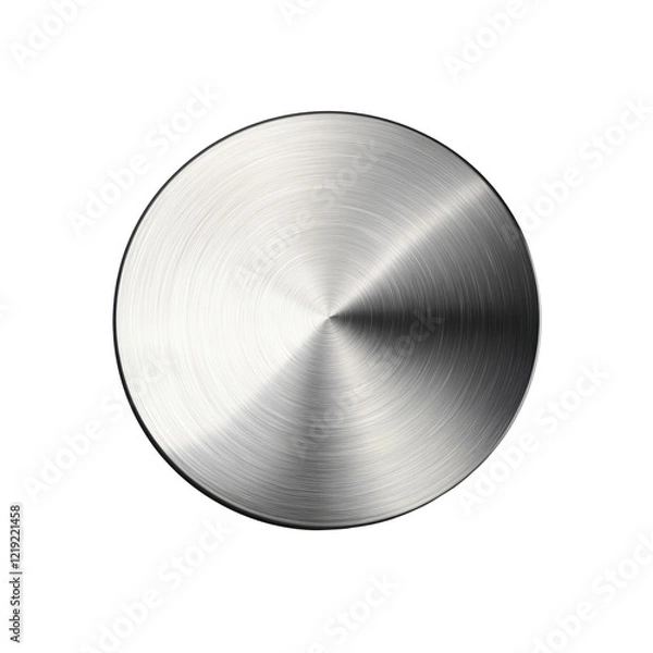 Fototapeta Circular brushed silver metal disc with a smooth finish, perfect for use in industrial design or customizable components. Isolated on transparent background, png.