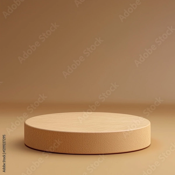 Fototapeta Beige podium for product presentation with textured monochromatic background