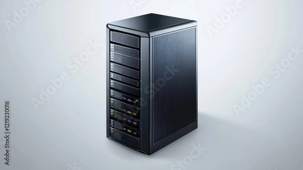 Obraz Enhance your workspace, black computer tower with three functional drawers for optimal organization