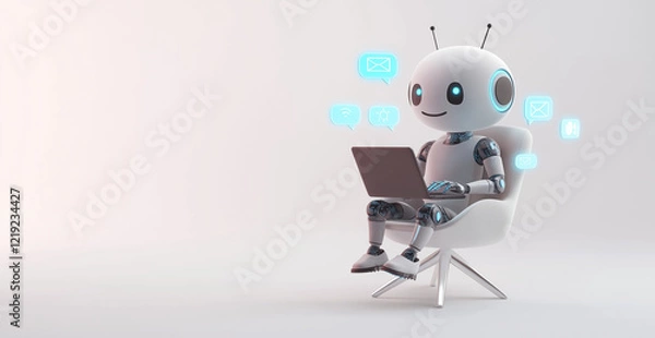 Obraz Tech Talk: A Cute Robot's Moment
