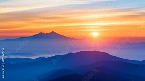 Obraz The highest point of the Ushiro-Tateyama mountain range, which starts from Mt. Shirouma