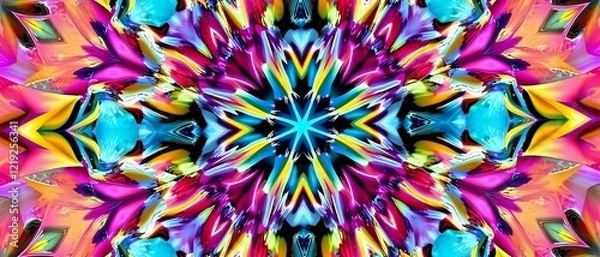 Obraz Vibrant Crystal Kaleidoscope Abstract Wallpaper