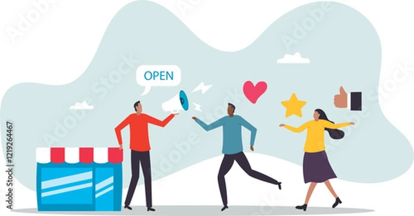 Fototapeta Customer loyalty or retention, marketing strategy for return customer, CRM to increase sale and satisfaction.business concept.flat character.