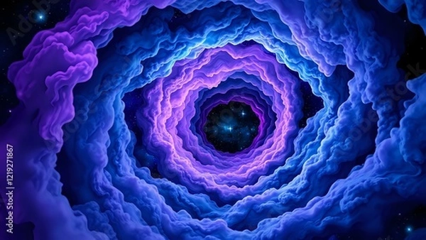 Fototapeta Vibrant Purple Nebula with Bright White Star in Deep Space