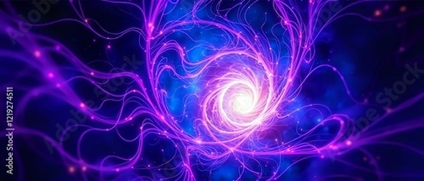 Obraz Cosmic Vortex: A Swirling Galaxy of Purple and Blue Nebula