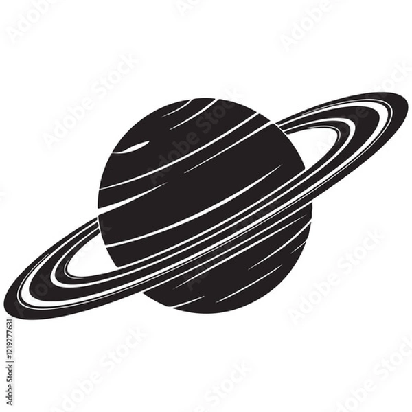 Fototapeta Planet Saturn with planetary ring vector, cosmos and planet silhouette