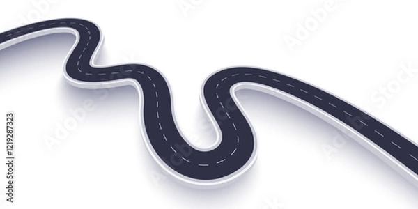 Obraz 3d winding road on a white isolated background. Road way location infographic template, simple curved road vector illustration
