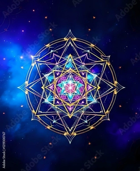 Obraz Cosmic Mandala: Sacred Geometry Starburst