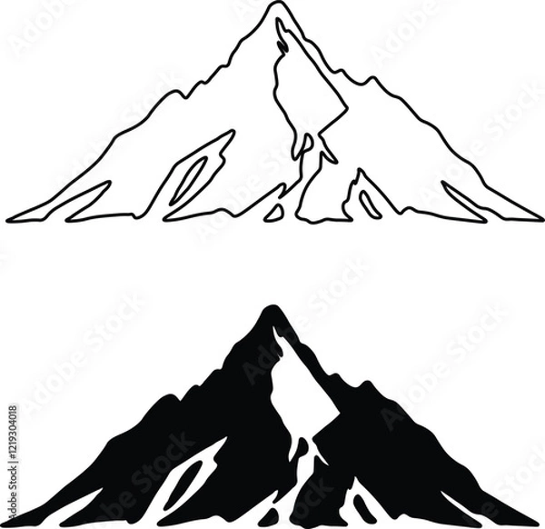 Obraz Single mountain silhouette. Mountain vector. Mountain silhouette - vector icon on white background