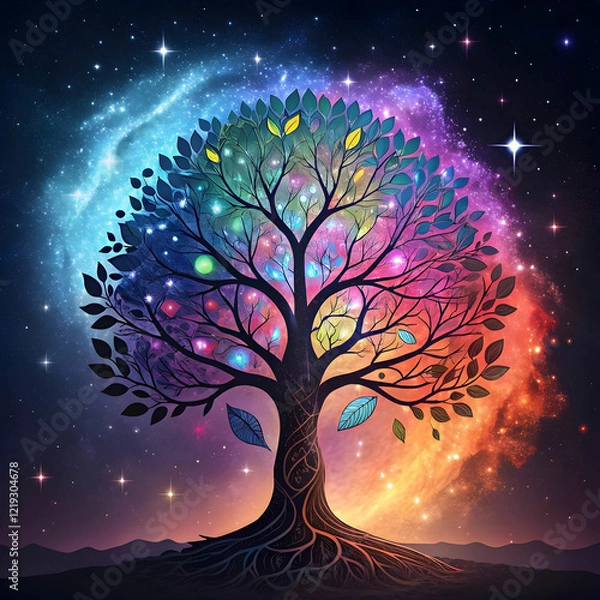 Fototapeta key visual of colorful tree of life in front of a