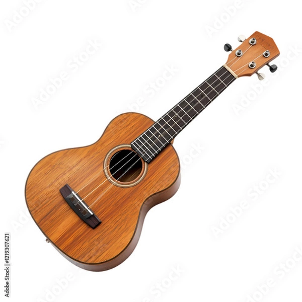 Fototapeta Beautiful Wooden Ukulele Musical Instrument Brown Wood Guitar art joy fun song tune folk chord sound