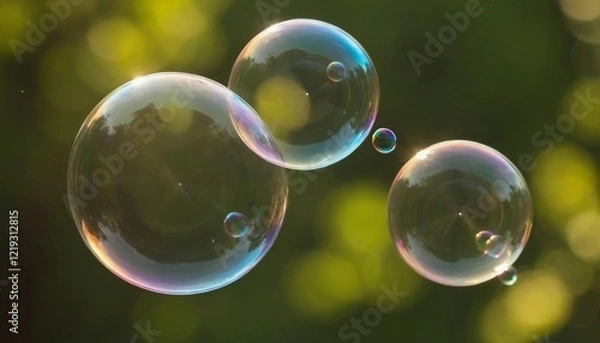 Fototapeta Joyful bubbles float gracefully in a sunlit garden, capturing the essence of childhood wonder. Generative AI