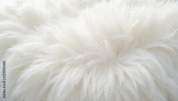 Fototapeta Fluffy white fur texture close-up with soft airy details
