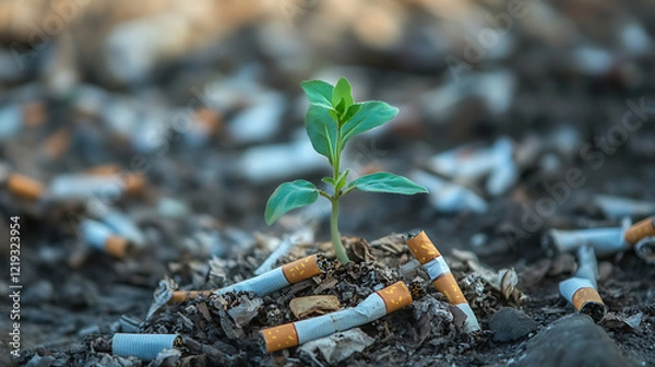 Obraz The health risks of smoking a study on habitual behavior environmental impact and nature's resilience
