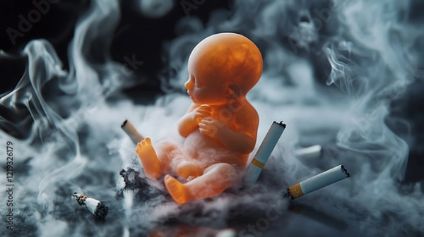 Obraz Health risks of smoking habits impact on unborn babies in a smoky environment