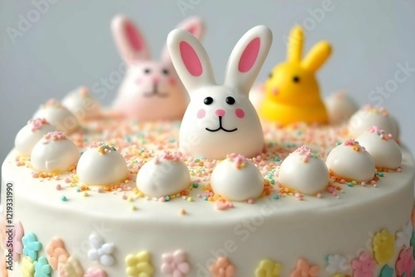 Obraz Easter bunny cake and Easter eggs