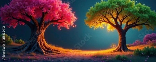 Fototapeta Arbol centeno con una mesa adornada para fiestas, mesa, entorno, dise?o