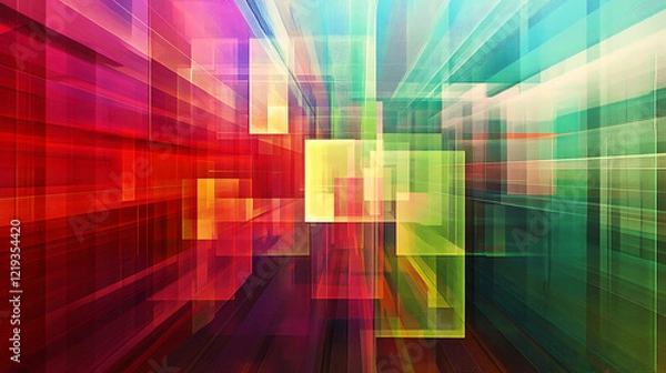 Fototapeta Dynamic abstract art display digital space graphic design colorful environment eye-level viewpoint contemporary concept