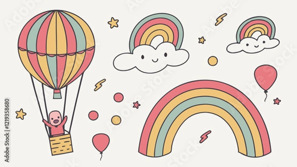 Obraz Whimsical Playland Delight: Vibrant Vector Background with Floating Balloons, Playful Confetti, and Bright Abstract Shapes in a Dynamic and Fun Artistic Design