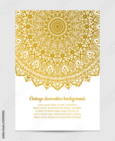 Fototapeta Invitation with hand drawn mandala pattern.