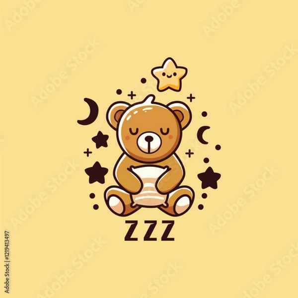 Obraz SLEEP TEDY BEAR ILLUSTRATION