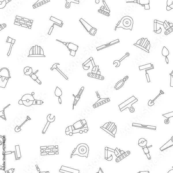 Obraz  construction pattern black icons