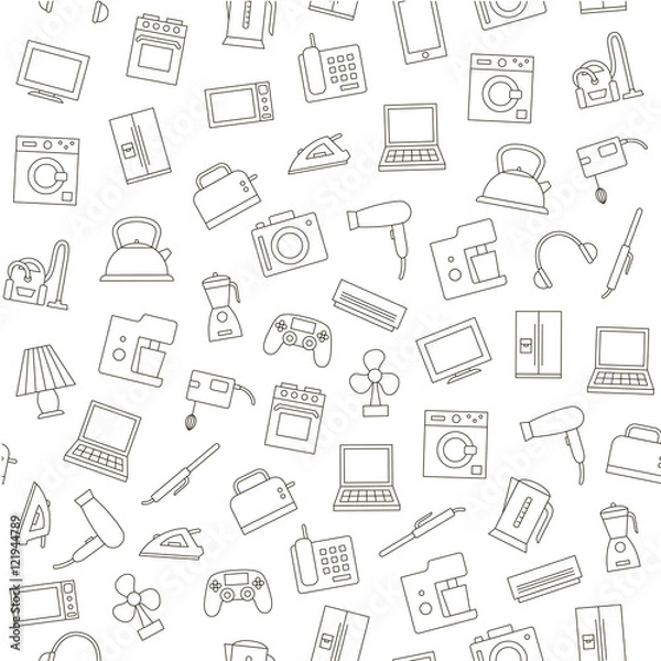 Obraz Electronics pattern black icons