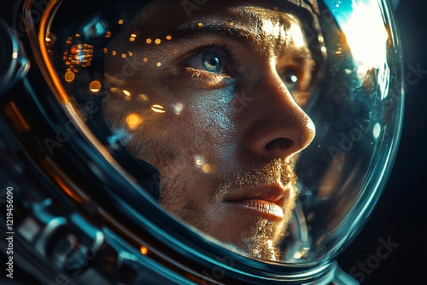 Obraz Astronaut portrait viewed through helmet visor
