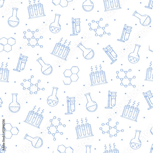 Obraz Science pattern blue icons