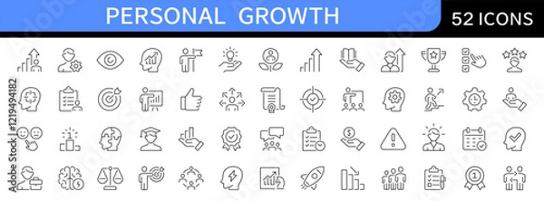 Obraz Personal growth thin line icons set. Development symbol. Editable stroke. Vector