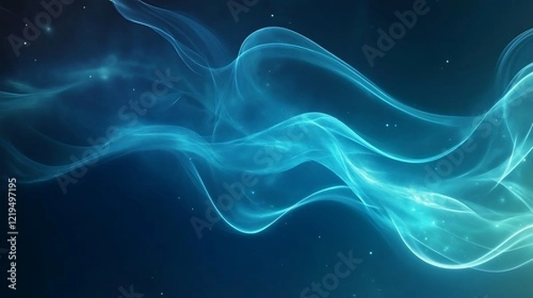 Fototapeta Abstract Teal Waves Flowing Through Space