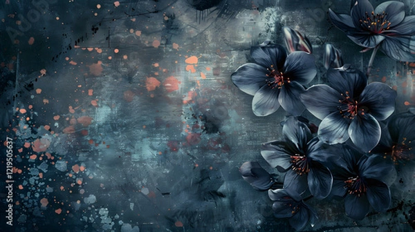 Fototapeta Grunge floral background featuring dark, generative ai