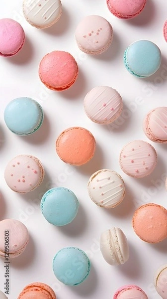 Fototapeta Scattered Pastel Macarons with Soft Gradient Patterns