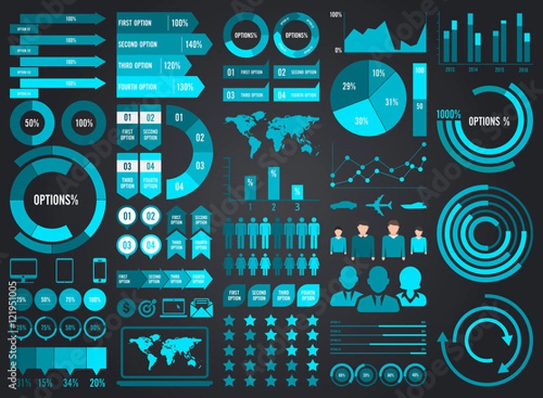 Fototapeta Mega Pack and Set Infographic Elements Vector Design Eps 10