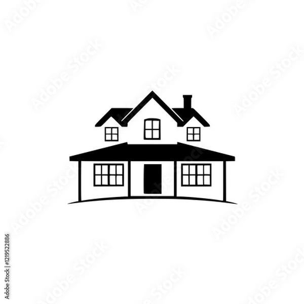 Fototapeta Modern House Exterior Design: A Classic Home with Simple Elegance. This image showcases a minimalist architectural design, perfect for real estate and home design projects.