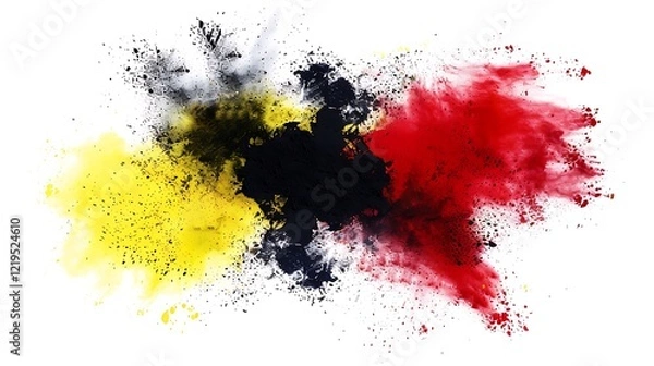 Fototapeta Explosion of colored powder, isolated on white background. Abstract colored background